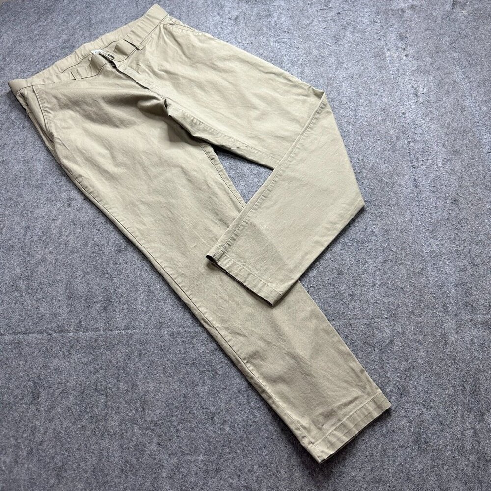 Fabletics Pants Men 35 x 29 Beige Stretch Tapered Chino Zip Pockets